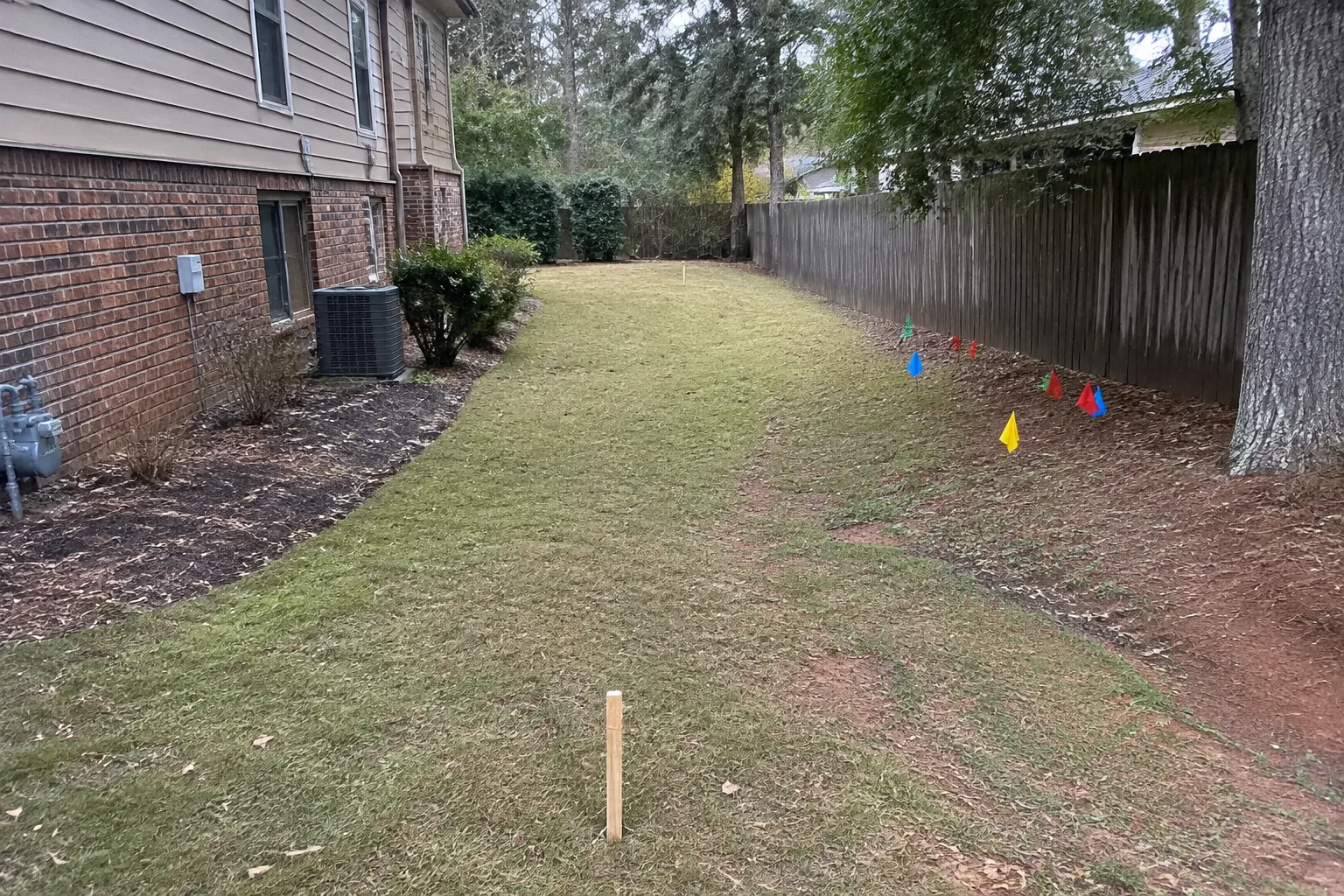 Marked residential utility route before trenching